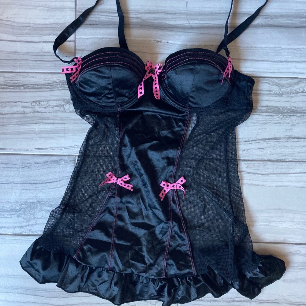 Black Teddy Lingerie Bows